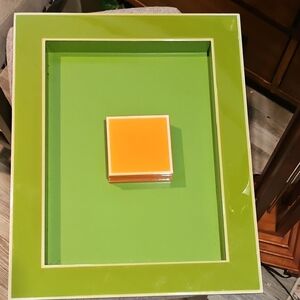 Green and Orange Decorative Tray Set
